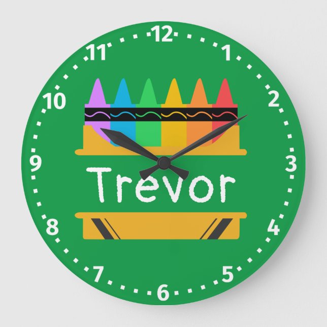 Split Crayon Box Personalized Kids Room Large Clock (Front)