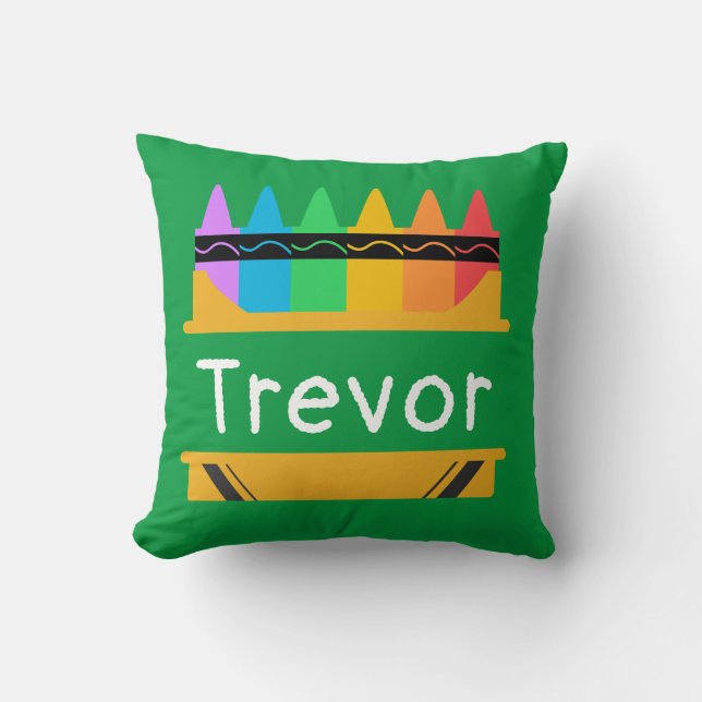 Split Crayon Box Personalized Kids Throw Pillow (Front)