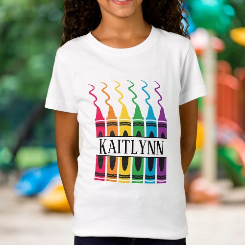 Split Crayon Name Design Custom Child T_Shirt