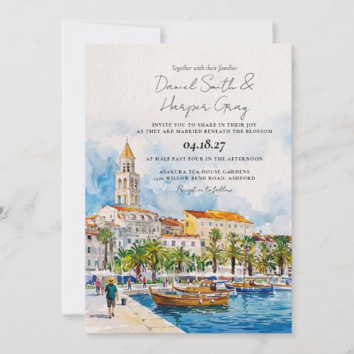 Split Croatia Adriatic Watercolor Invitation
