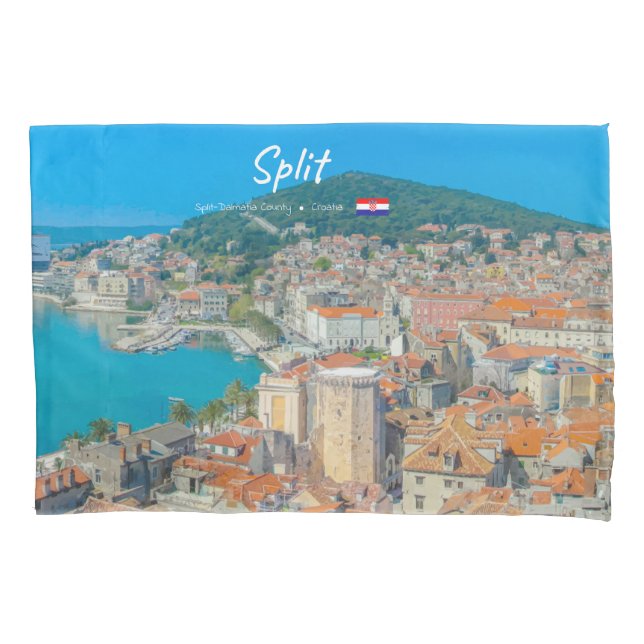 Split, Croatia - Coastal City Pillow Case (Front-Left)