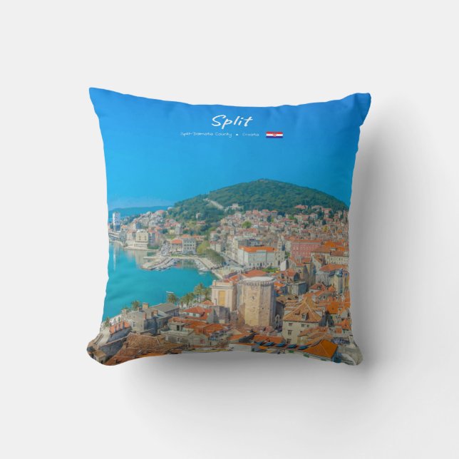 Split, Croatia - Coastal City Throw Pillow (Front)