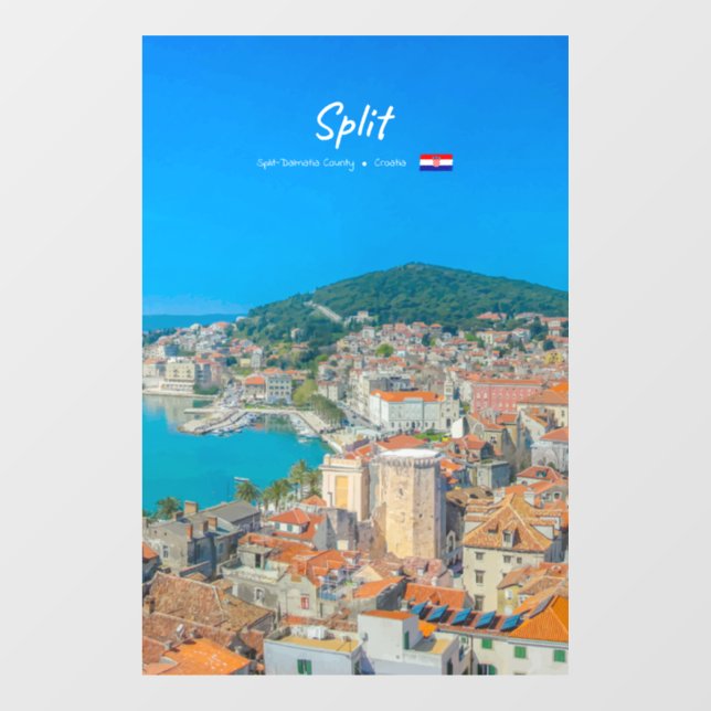Split, Croatia - Coastal City Window Cling (Sheet)