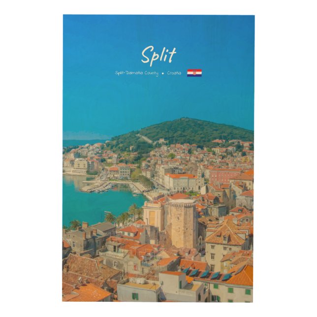 Split, Croatia - Coastal City Wood Wall Art (Front)