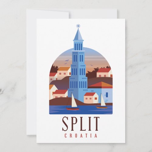 Split Croatia Dalmatia Vintage Invitation Card