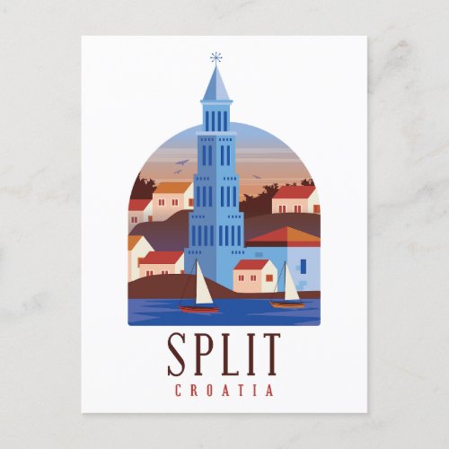 Split Croatia Dalmatia Vintage   Postcard