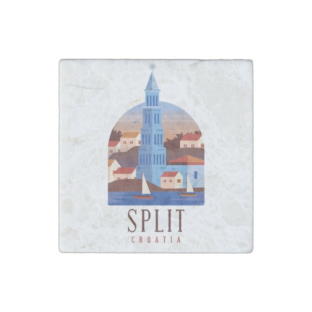 Split Croatia Dalmatia Vintage  Stone Magnet (Front)