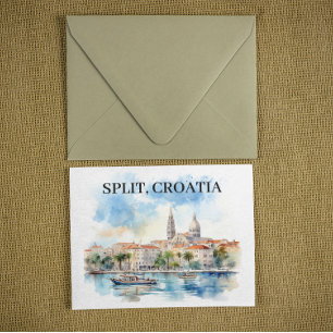 Split Croatia Dalmatia Watercolor Postcard