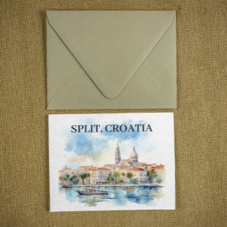 Split Croatia Dalmatia Watercolor Postcard