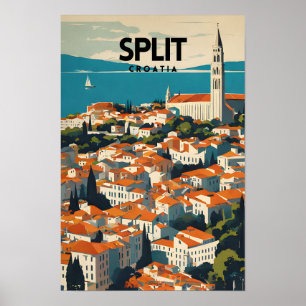 Split Croatia Nostalgic Travel Art Poster