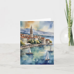 Split Croatia Sailing Watercolor Card