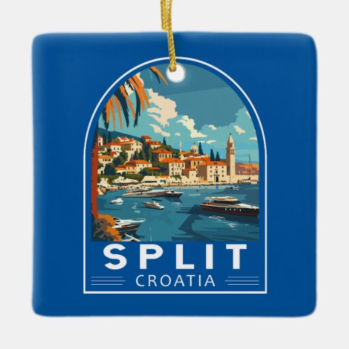 Split Croatia Travel Art Vintage Ceramic Ornament