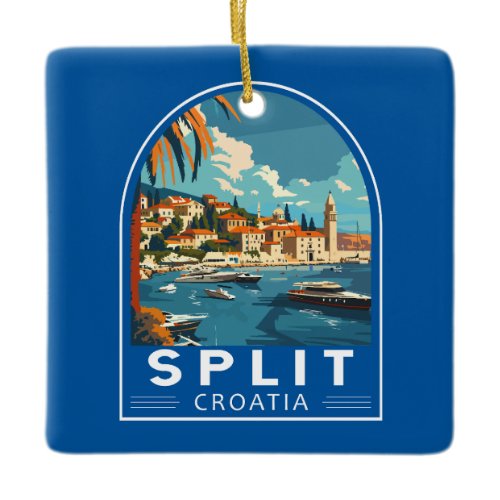 Split Croatia Travel Art Vintage Ceramic Ornament