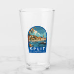 Split Croatia Travel Art Vintage Glass<br><div class="desc">Split retro vector travel design. Split,  historically known as Spalato,  is the second-largest city of Croatia after the capital Zagreb,  the largest city in Dalmatia and the largest city on the Croatian coast.</div>