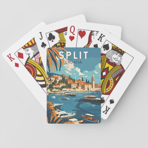 Split Croatia Travel Art Vintage Poker Cards