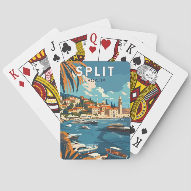 Split Croatia Travel Art Vintage Poker Cards (Back)