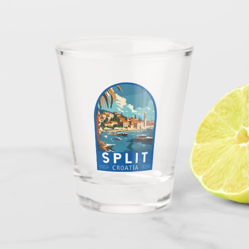 Split Croatia Travel Art Vintage Shot Glass