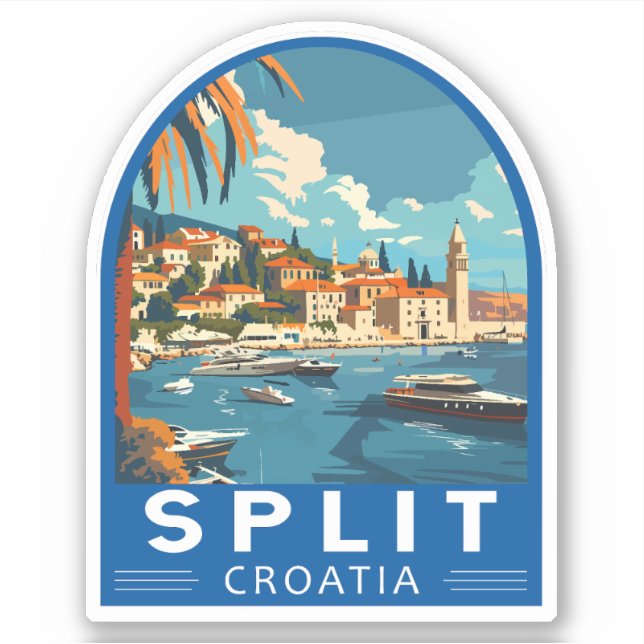 Split Croatia Travel Art Vintage Sticker (Front)