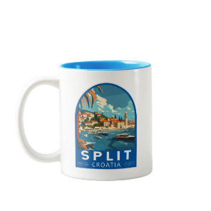 Split Croatia Travel Art Vintage Two-Tone Coffee Mug