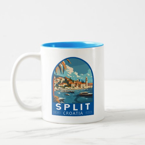 Split Croatia Travel Art Vintage Two_Tone Coffee Mug