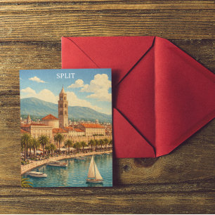 Split Croatia Vintage Adriatic Coast Postcard