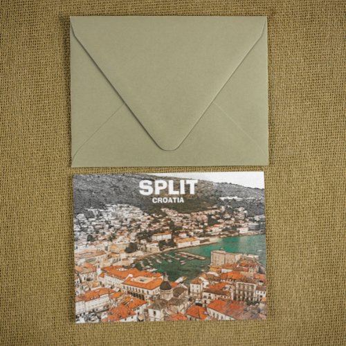 Split Croatia Vintage Travel Drawing Postcard
