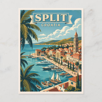 Split Croatia Vintage Travel Postcard