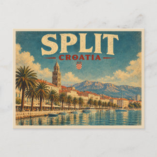 Split Croatia Vintage Travel Postcard