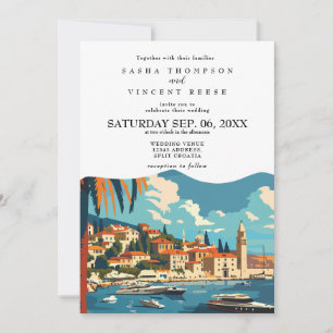 Split Croatia Wedding Invitation Retro