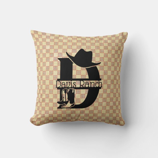 Split 'D' Cowboy Monogram Throw Pillow (Front)