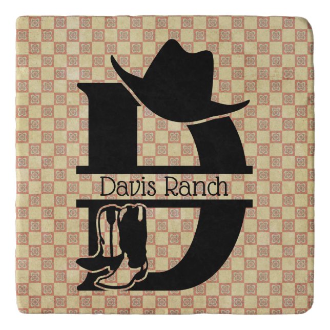 Split 'D' Cowboy Monogram Trivet (Front)