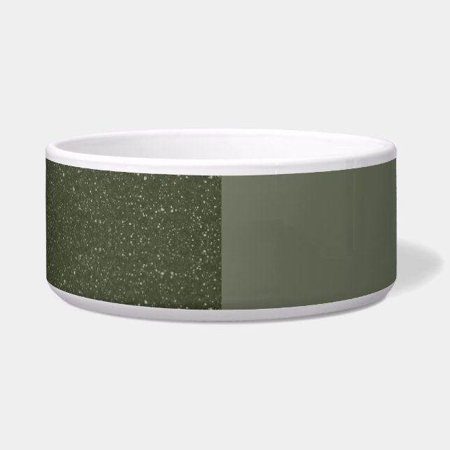 Split Design Moss Green Ceramic Pet Bowl - Custom (Front)