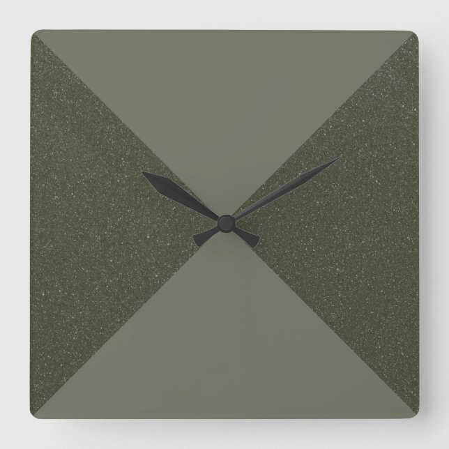 Split Diagonal Moss Green Wall Clock (Front)