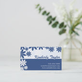 Split Floral Pattern - Dark Blue Business Card (Standing Front)