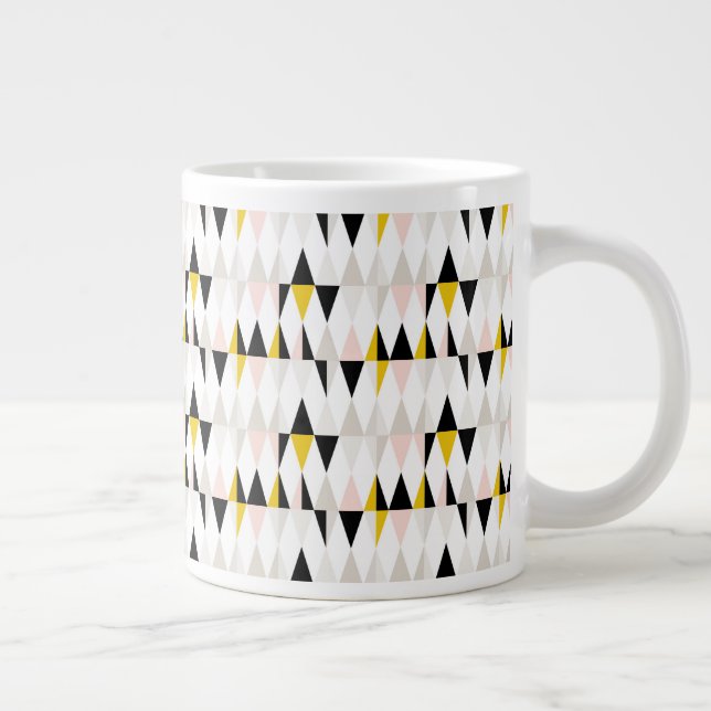 Split Geometric Triangle Pattern Giant Coffee Mug (Right)