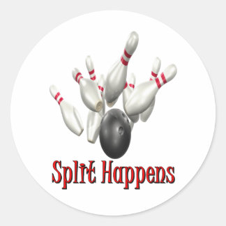 Split Happens Bowling Classic Round Sticker