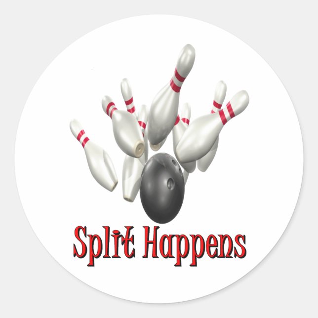 Split Happens Bowling Classic Round Sticker (Front)