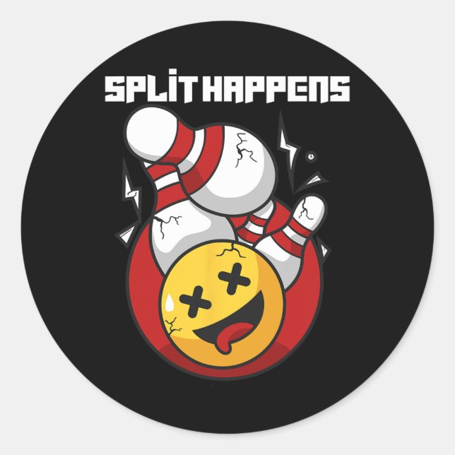 Split Happens Funny Bowling Bowler  Classic Round Sticker (Front)