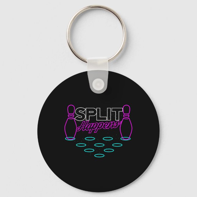 Split Happens Funny Bowling  Keychain (Front)