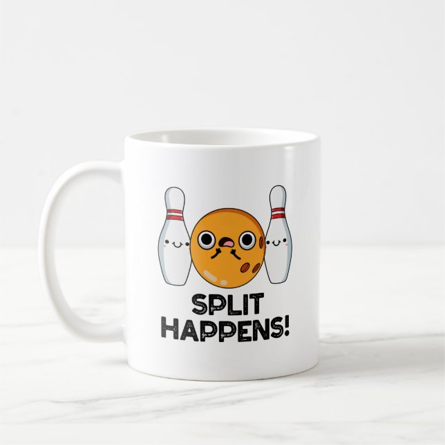 Split Happens Funny Bowling Pun  Coffee Mug (Left)
