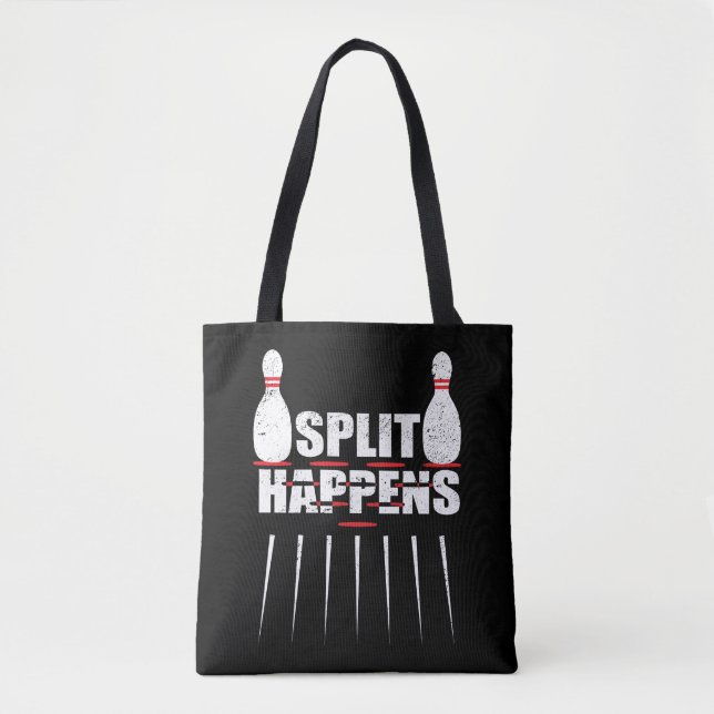 Split Happens Funny Bowling Team Bowler Pin Tote Bag (Front)