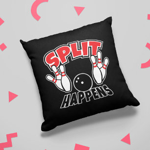 Split Happens Funny Bowling Throw Pillow