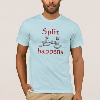 split happens men&#39;s funny bowling t-shirt