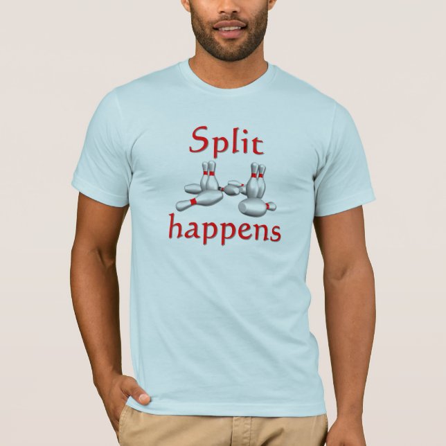 split happens men's funny bowling t-shirt (Front)