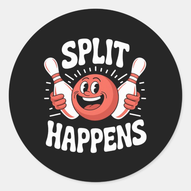 Split Happens Retro Bowling  Classic Round Sticker (Front)