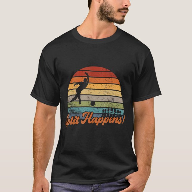 Split Happens Retro Bowling T-Shirt (Front)