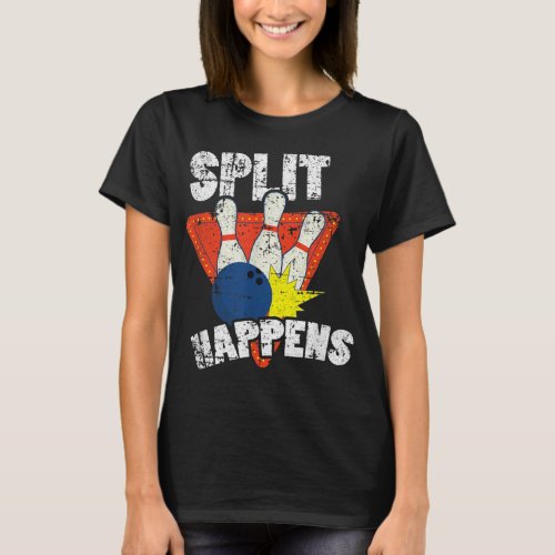 Split Happens Retro Vintage Ten Pin Bowling 1290 T_Shirt