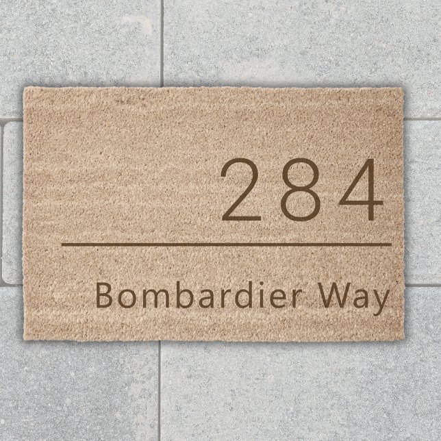Split House Number Address Modern Personalised Fiber Doormat (Creator Uploaded)