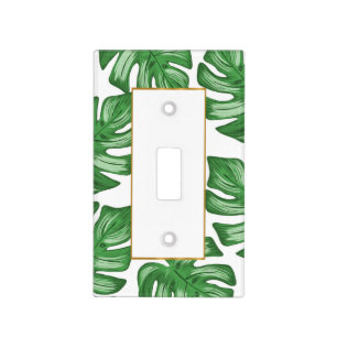 Split Leaf Philodendron Faux Gold Foil Tropical Light Switch Cover