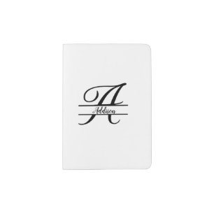 Split Monogram A-Z Black and White Passport Holder